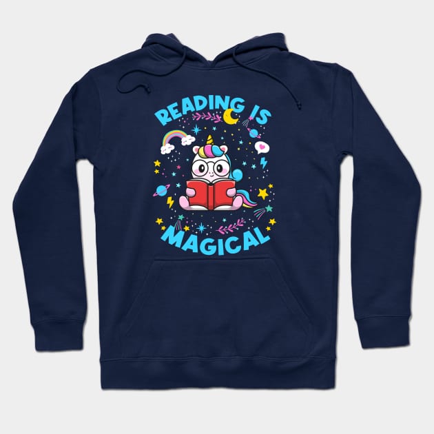 Reading Is Magical | Cute Reading Unicorn Hoodie by SLAG_Creative